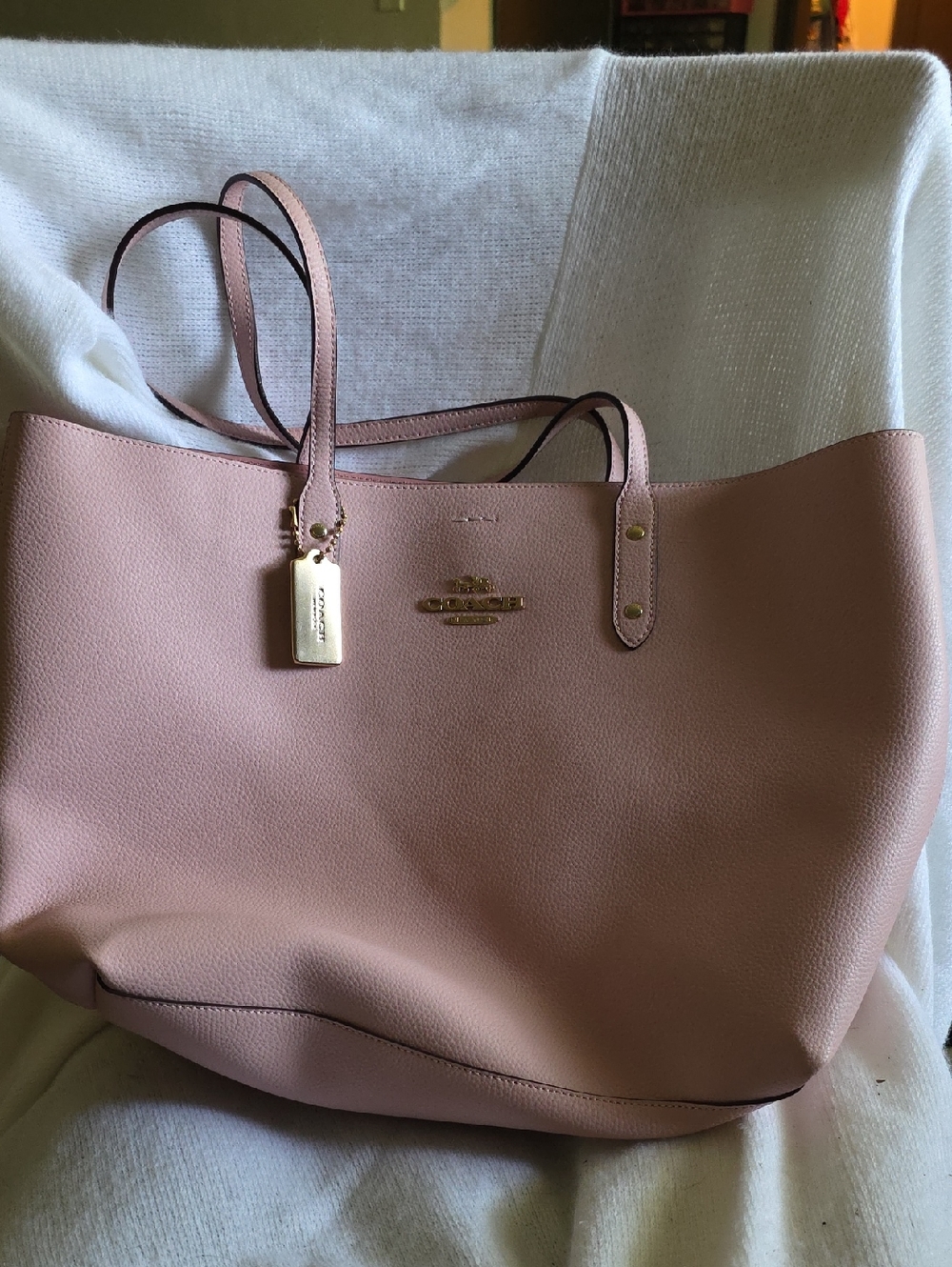 Coach Blush Pink Pebbled Leather Tote with Gold Hardware NWOT